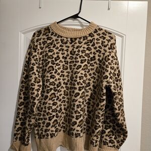 American Eagle Outfitters Tan Leopard Print Sweater